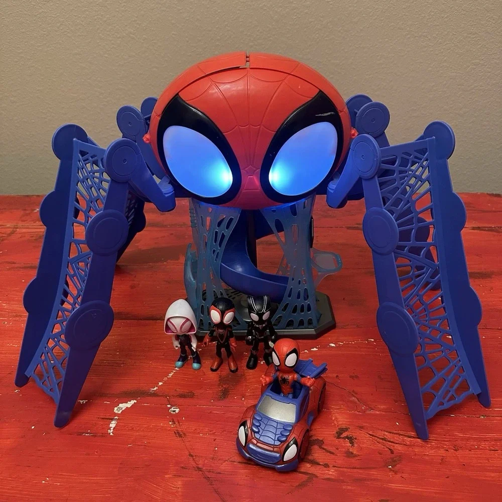 Marvel Spidey And His Amazing Friends Web Crawler HQ Playset W/ 4 Figures w/ Car